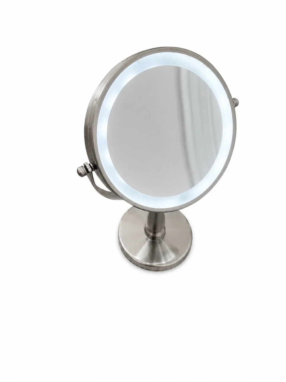 Silver LED Lighted Vanity Mirror - Adjustable Home Bath Mirror